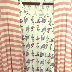 Large LuLaroe pink and white striped Sarah